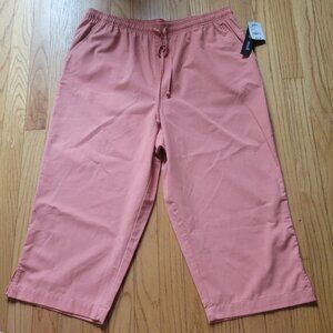 Hasting & Smith Womens Elastic Waist Capri Pants Pink Size L